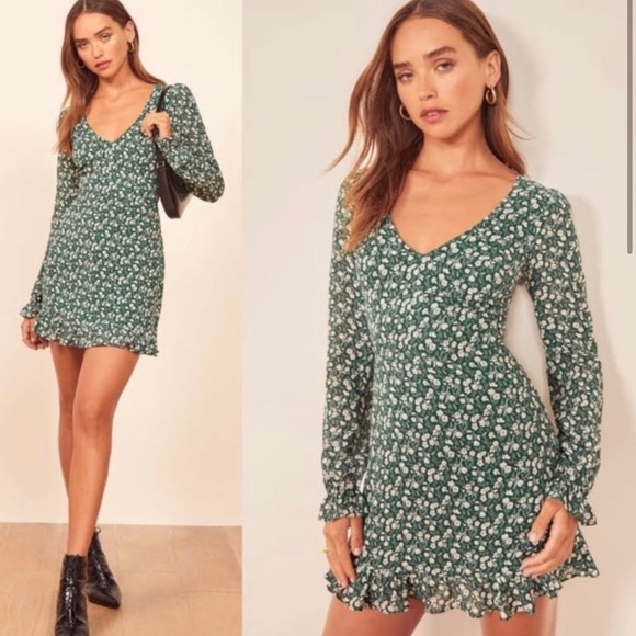 Reformation Eleanor Green Dress - Picture 3 of 10
